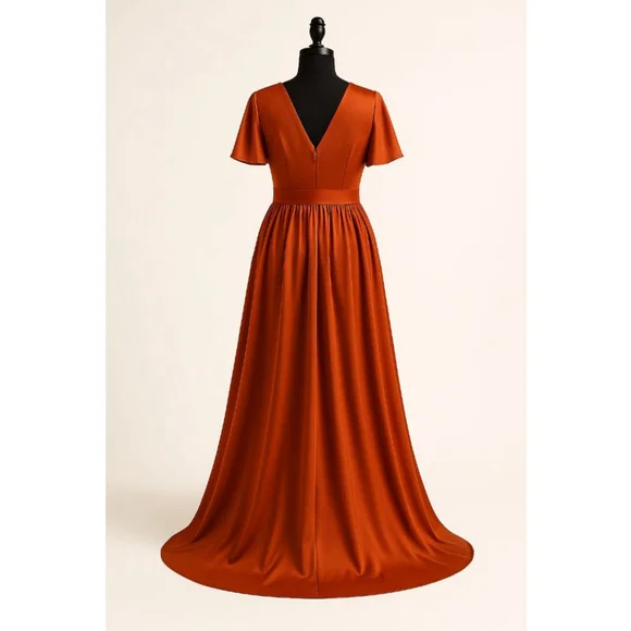 Lavetir Burnt Orange Maxi Dress Size 8 - Picture 4 of 11